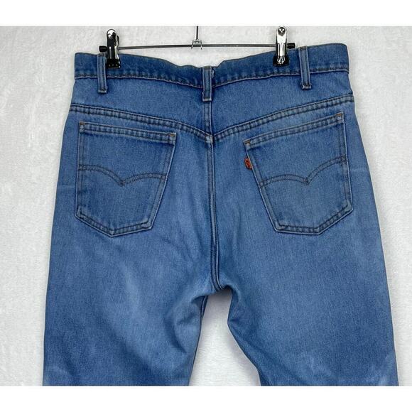 Vintage Levi’s Jeans 34x31 USA 516 Orange Tab Boot Cut Blue Distressed 80s - Picture 4 of 16
